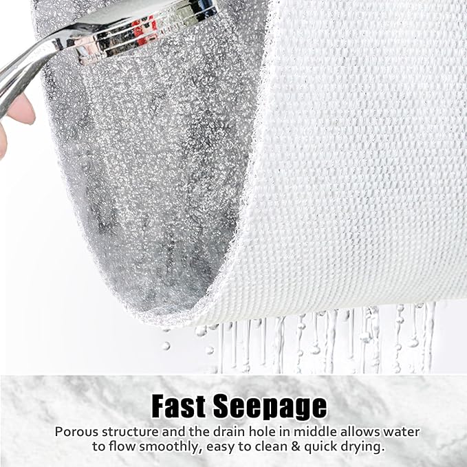 Square Shower Mat Non Slip: 24x24 Inch Shower mats for Inside Shower with Drain Hole in Middle, Super Soft PVC Loofah Massage Shower Floor Mat, Anti Slip Shower Stall Mat, Quick Drying