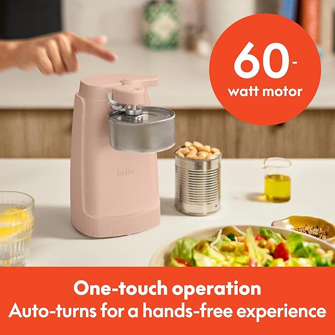 bella Electric Can Opener and Knife Sharpener, Removable Cutting Lever, Cord Storage, Stainless Steel Blade, Blossom