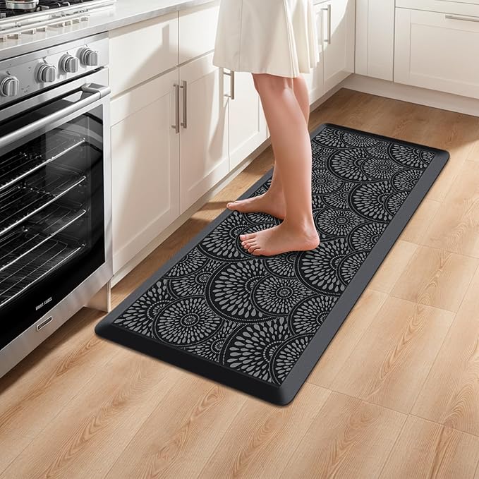 Mattitude Kitchen Mat, 17.3x39in Heavy Duty Ergonomic Comfort Foam Standing Desk Mat, Waterproof Non-Slip Standing Mats and Rugs for Kitchen, Office, Laundry, Black