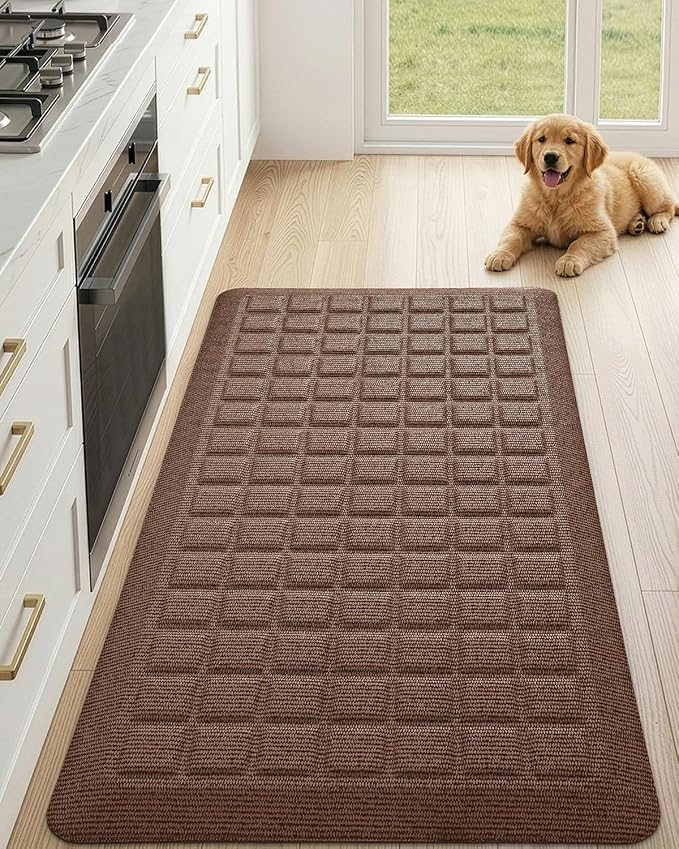Color&Geometry 0.9 Inch Extra Thick Anti Fatigue Kitchen Floor Mat, High-Density Supportive Foam Standing Desk Mat, Waterproof Non-Slip Comfort for Sink, Office, Laundry, 20"x39", Brown