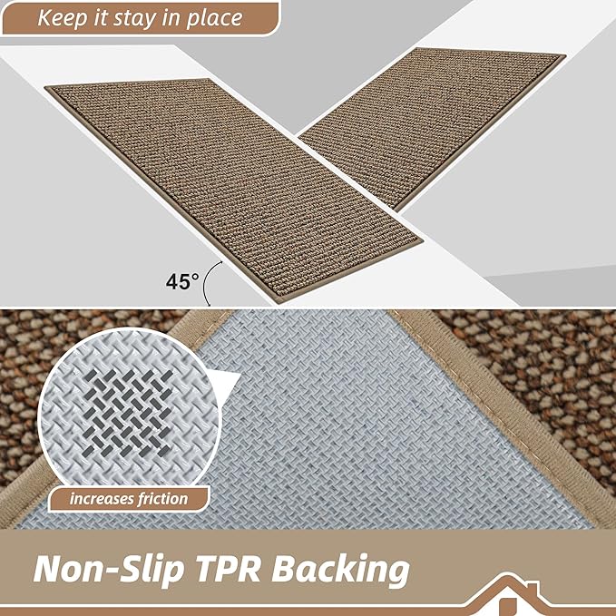 BEQHAUSE Dirt Trapper Door Mat 36" x 60", Non-Slip Washable Doormats Entrance Mat, Dirt Resistant and Absorbent Welcome Mat, Low Profile Floor Mats for Front Back Door and Entryway, Beige