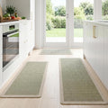 Sage Green Vintage Boho Elegance Kitchen Rug Sets [3 PCs], Anti-Fatigue, Waterproof Non-Slip Kitchen Mats Heavy Duty Comfort Foam Rug for Kitchen, Floor, Laundry,17" Wx29/47/59" L