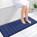 OLANLY Memory Foam Long Bathroom Rugs Runner 47x17, Super Soft Absorbent Bath Mat, Quick Dry, Machine Washable Shower Rugs, Bathmat Carpet, Bathroom Home Decor Accessories, Twilight Sapphire