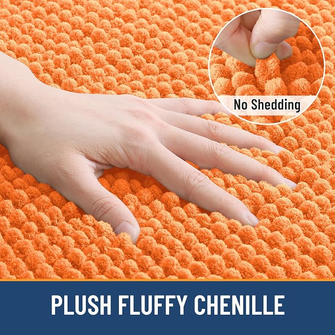 Arotive Bathroom Rugs 24" x 16", Ultra Soft Absorbent Chenille Bath Rugs, Non-Slip Rubber Backing, Machine Washable Bath Mats for Bathroom Floor, Tub and Shower, Home Decor Accessories, Coral