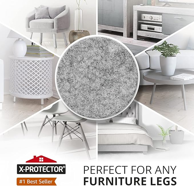 235 pcs Gray Felt Furniture Pads X-Protector! Huge Quantity of Furniture Pads for Hardwood Floors with Many Big Sizes – Your Ideal Wood Floor Protectors for Furniture. Protect Any Type of Hard Floor!