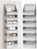 Criusia Over The Door Organizer, Heavy-Duty 6-Shelf Hanging Storage with 13 Mesh Pockets, 55lbs Capacity Behind The Door Storage for Nursery, Bathroom, Bedroom, and Dorm, Grey