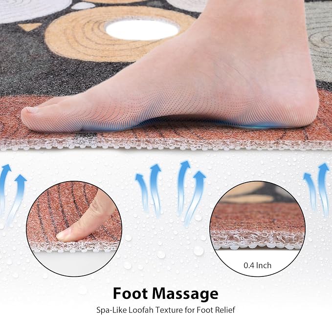 Square Shower Mat, Yonala 27 x 27 Inch Stylish Non Slip Shower Mats for Inside Shower with Central Drain Hole, Soft Trimmable PVC Loofah Anti Slip Shower Mat for Walk in Shower Stall, Quick Drying
