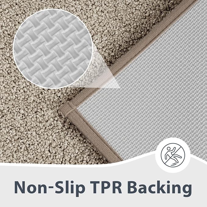 anllugs Bathroom Rugs 30" x 60", Non-Slip Extra Soft Absorbent Bath Rugs, Machine Washable Quick Dry Bath Mats for Bathroom Floor, Shower, Bathtub and Sink, Taupe & Dark Brown