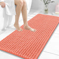OLANLY Long Bathroom Rugs Runner 47x20, Thick Soft and Absorbent Chenille Bath Mat, Non-Slip, Machine Washable Quick Dry Bath Rugs for Tub Shower Floor, Home Decor Accessories, Coral