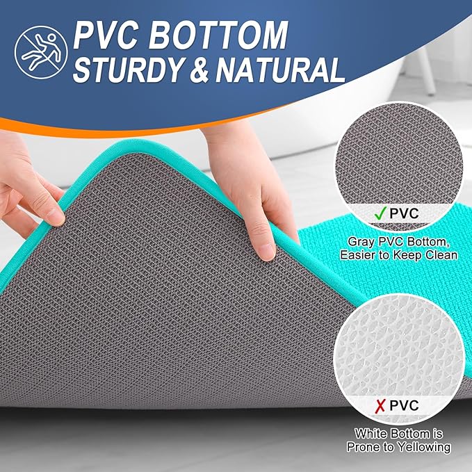 OLANLY Thick Memory Foam Small Bathroom Rugs 24x16, Extra Soft Absorbent Bathroom Mat, Quick Dry Bath Mats, Non-Slip, Machine Washable Carpet for Bathroom, Tub and Shower, Home Decor Accessories, Teal