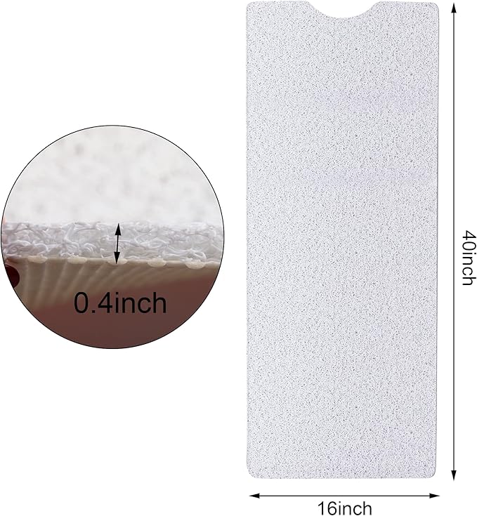 Leotruny Bath Tub Shower Mat 40 x 16 Inch Non Slip Soft PVC Loofah Bathtub Mats for Bathroom (C03-White)