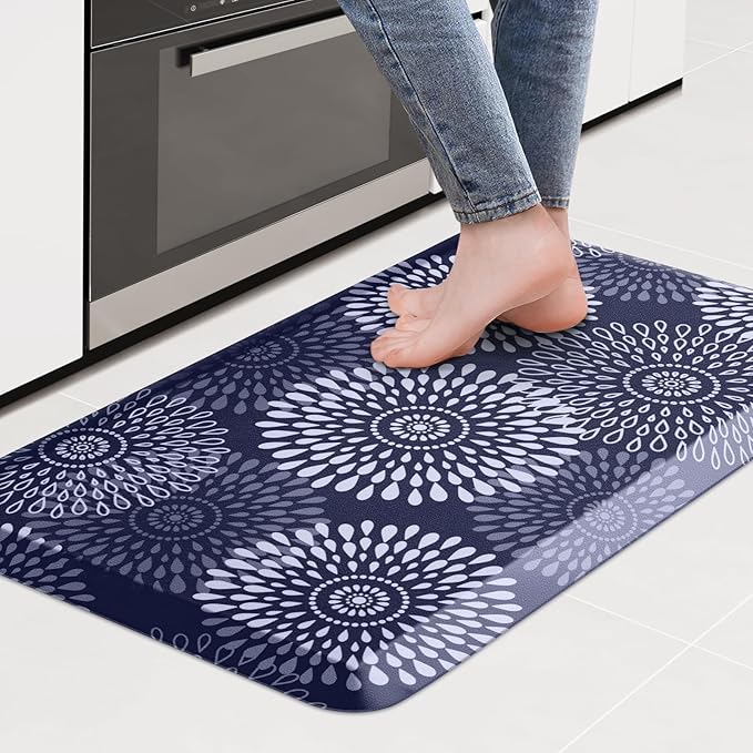 LuxStep Kitchen Mat Waterproof Kitchen Rugs for Floor Cushioned Anti-Fatigue Mat Non-Slip Standing Desk Mat Comfort Floor Mats for House Sink Office 17.3" x 28" Blue