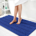 OLANLY Thick Bathroom Runner Rugs 44x24, Extra Absorbent Chenille Striped Bath Rugs, Rubber Backing, Machine Wash Dry, Long Bath Mats for Bathroom, Tub and Shower, Home Decor Accessories, Royal Blue