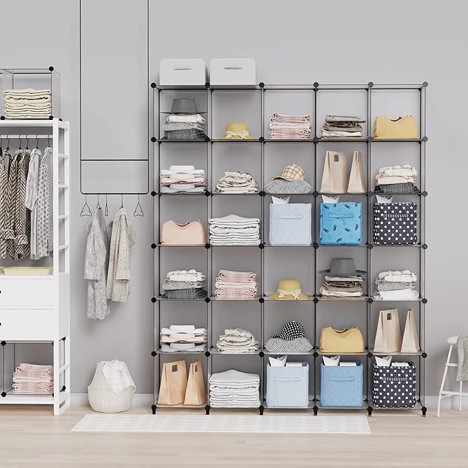 HOMIDEC Closet Organizers and Storage, 9 Cube Storage Organizer, Portable Closet Organizer Storage Cubes Shelves, Grey
