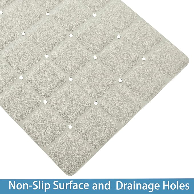 Webos Foldable Silicone Bathtub Mat: Jumbo Size Heavy Duty Safety Bath Mat for Tub Without Suction Cups Non Slip Bath & Shower Mat for Textured, Reglazed, Refinished Tub (Beige, 35.8 x 17.7)