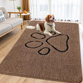 Smiry Dog Door Mat for Muddy Paws, Absorbent Dirt Trapper Non Slip Quick Dry Washable Chenille Mat for Mud Dogs, Entry Rug for Indoor and Outdoor (71x46 Inches, Coffee and Black)
