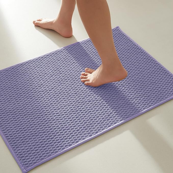 TYUU Bathroom Rugs Non Slip Washable, Super Absorbent Thin Bath Mat Small Quick Dry Low Pile Bathroom Rug, Lavender 20"x30"