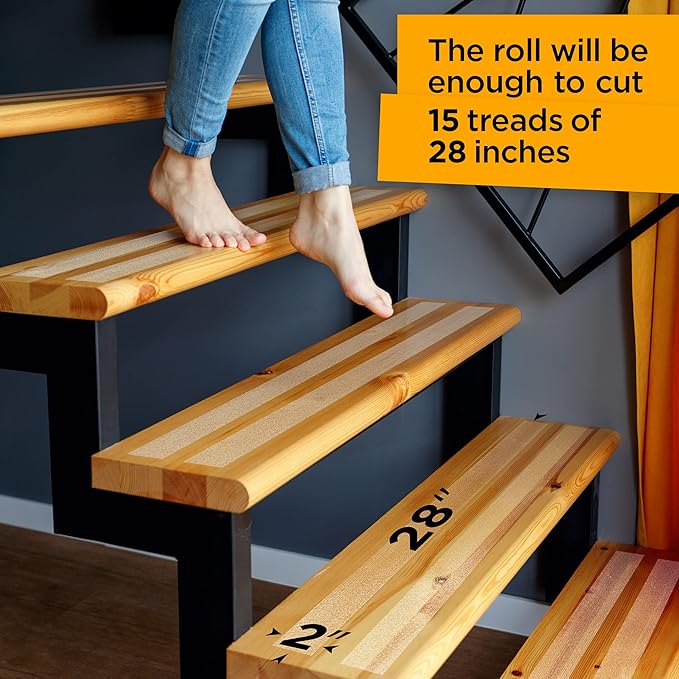 Grip Tape - Heavy Duty Anti Slip Tape Clear Outdoor/Indoor 2In*35Ft, Non Slip Roll/Stickers Easy to Cut Waterproof for Bathtub, Shower Floor, Pool, Stairs Safety Non Skid, Comfortable for Bare Foot