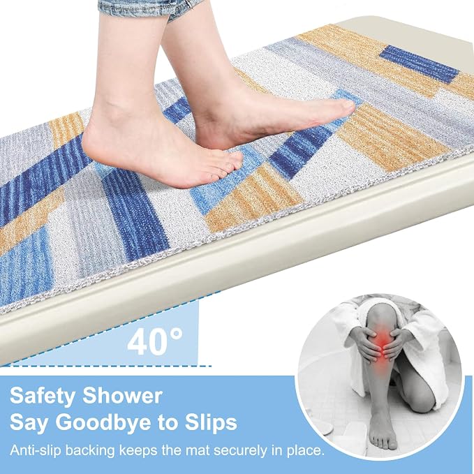 Square Shower Mat Non Slip, 24x24 Inch Loofah Shower Mats for Inside Shower Stall, Soft PVC Anti Slip Shower Mats for Stand Up Showers, Easy to Clean and Dry, Machine Washable