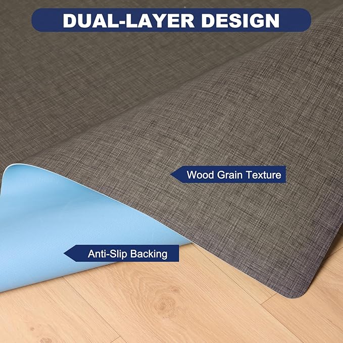 SALLOUS 5’x6’ Plastic Floor Mat for Home, Waterproof & Non Slip Area Rug for Living Room Kitchen, Heavy Duty Vinyl Floor Protector Mat for Dining Table, Odor Resistant Indoor Outdoor Mat, Dark Gray