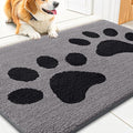 Smiry Dog Door Mat for Muddy Paws, Absorbs Moisture and Dirt, Low-Profile Entryway Mat with Non-Slip Backing, Entry Indoor Outdoor Doormat for Inside Floor (36x24 Inches, Grey, Paw)