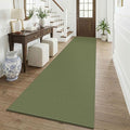 KOZYFLY Cotton 2.5'x12' Runners Rugs for Hallway, Long Washable Runner Rug, Woven Non Slip Kitchen Runner, Braided Entryway Rug, Floor Carpet for Entry, Aisle, Hall, Olive Green/Earthy Green