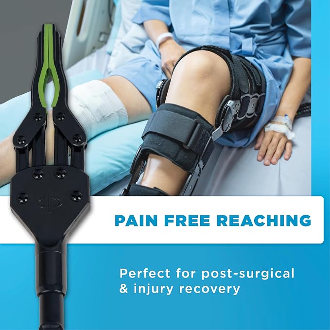36 Inch Folding Grabber Reacher Tool - Heavy Duty Trash Picker Upper & Post Surgery Recovery Mobility Aid for Seniors - Strong Green Gripper with Magnetic Tip, Long Reaching Stick