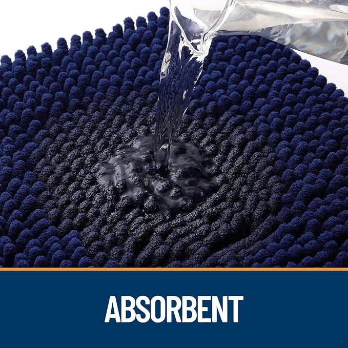 OLANLY Dog Door Mat for Muddy Paws 70x46, Absorbs Moisture and Dirt, Absorbent Non-Slip Washable Doormat, Quick Dry Chenille Mud Mat for Dogs, Entry Indoor Entryway Carpet for Inside Floor, Navy Blue