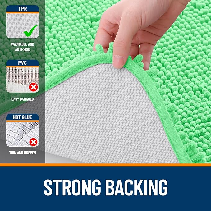 OLANLY Large Bathroom Rugs 40x24, Extra Soft Absorbent Chenille Bath Rugs, Rubber Backing Quick Dry, Machine Washable Bath Mats for Bathroom Floor, Tub and Shower, Home Decor Accessories, Mint Green