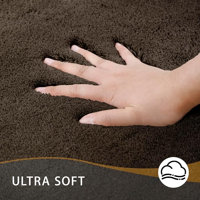 MINIDEAR Bathroom Rugs 24x17 Brown - Thick Memory Foam Bath Mat, Ultra Soft & Plush Fluffy, Non-Slip, Quick Dry, Absorbent Washable Floor Microfiber Mat for Tub, Home Decor Accessories