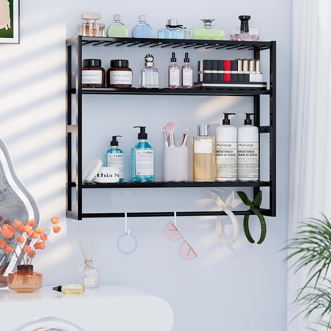 PPN Extra Large Towel Rack Bathroom Storage Shelves Over The Toilet with Towel Bar 100% Bamboo Adjustable Height Floating Shelf Wall Shower Shelf for Small Space Bathroom Kitchen Multi Usage
