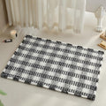 TYUU Waffle Bath Mat, Boho Bathroom Rugs Non Slip Washable Absorbent Checkered Bathroom Mat Quick Dry Farmhouse Bathroom Decor, 36"x24" Black and White
