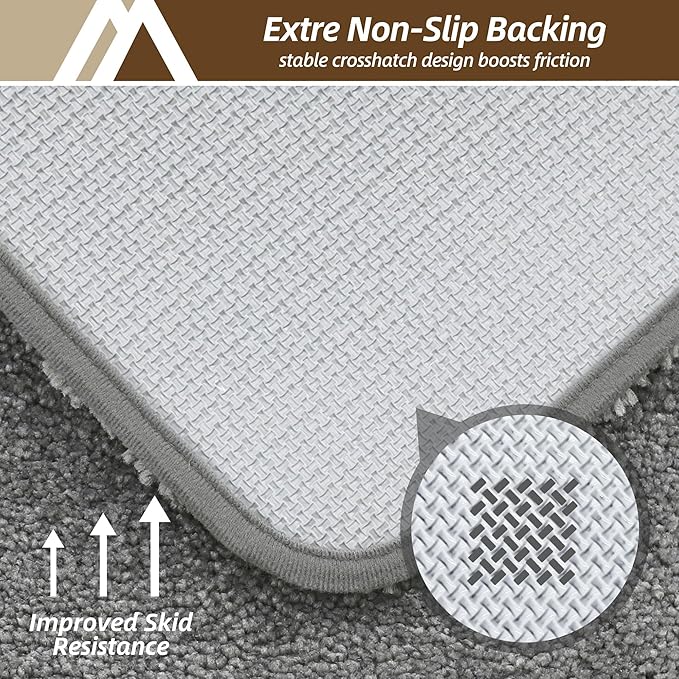 COSY HOMEER Bath Rugs for Bathroom Extra Thick - Anti-Slip Bath Mats Soft Plush Yarn Shaggy 100% Strong Mirco Polyeste Mat Living Room Bedroom Mat Floor Water Absorbent(Grey,24x36 - Inches)