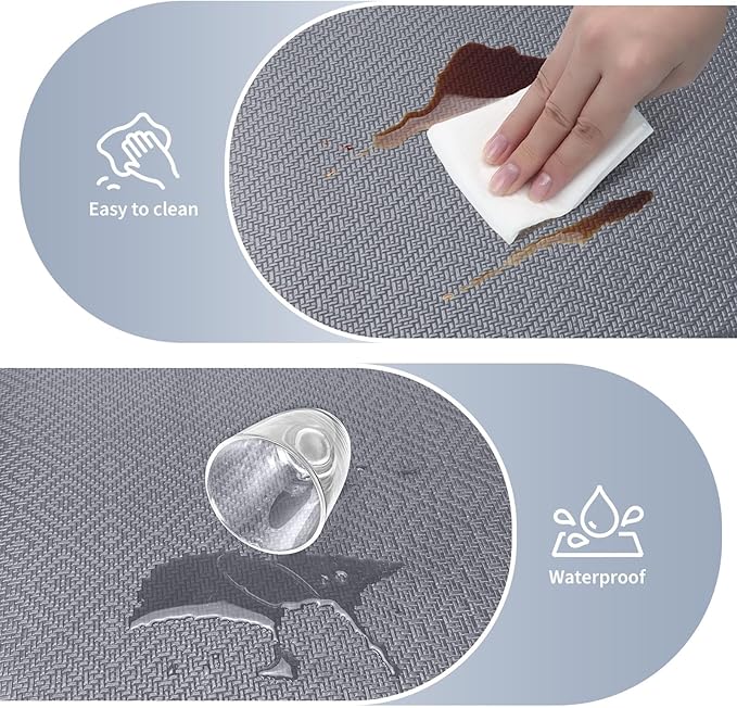 Mattitude Kitchen Mat 2PCS Kitchen Rugs Cushioned Anti-Fatigue Rug Waterproof Standing Desk Mat Kitchen Mats for Floor Kitchen Rug Set for Kitchen, Sink, Office 17.3"×30"+17.3"×47" Light Grey