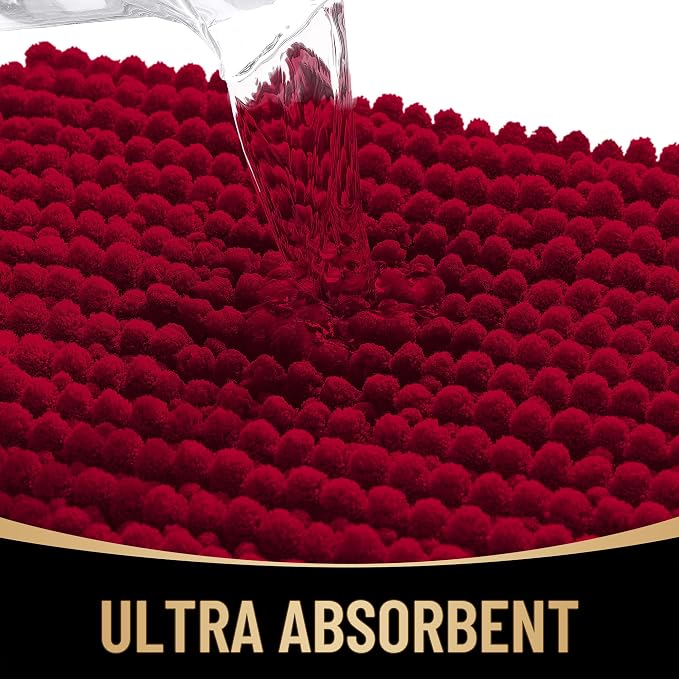OLANLY Thick Bathroom Rugs 36x24, Extra Soft Absorbent Chenille Bath Rugs, Rubber Backing, Machine Wash Dry, Bath Mats for Bathroom Floor, Tub and Shower, Home Decor Accessories, Red