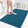 OLANLY Bathroom Rug Mat 36x24, Thick Soft and Absorbent Chenille Bath Mat, Non-Slip Rubber Backing, Machine Washable Quick Dry Bath Rugs for Tub Shower Floor, Home Decor Accessories, Peacock Blue