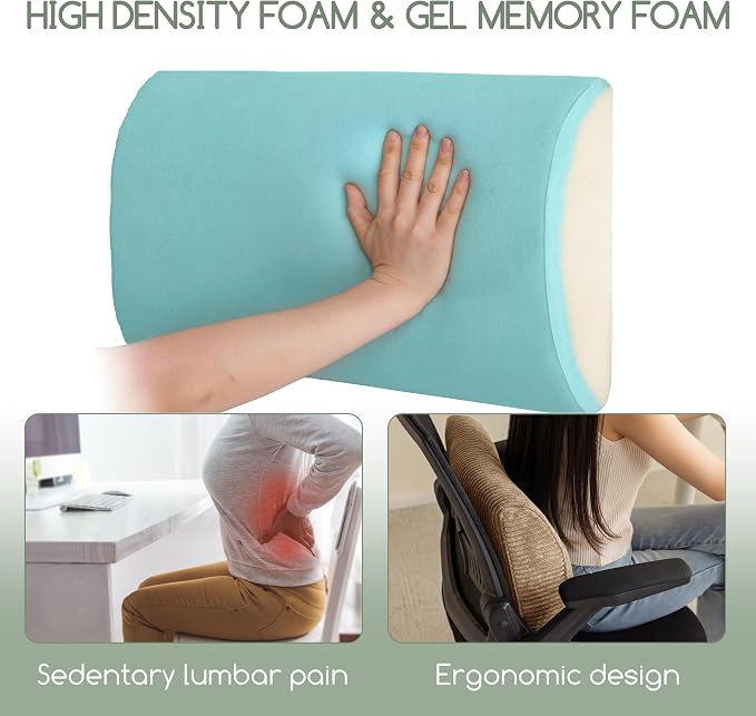 HIGOGOGO Lumbar Support Pillow for Recliner Chair/Accent Chair/Couch, Large Memory Foam Back Support Cushion for Elderly, Recliner Cushions for Back Rest, Pain Relief, Reading, Washable Cover, Coffee
