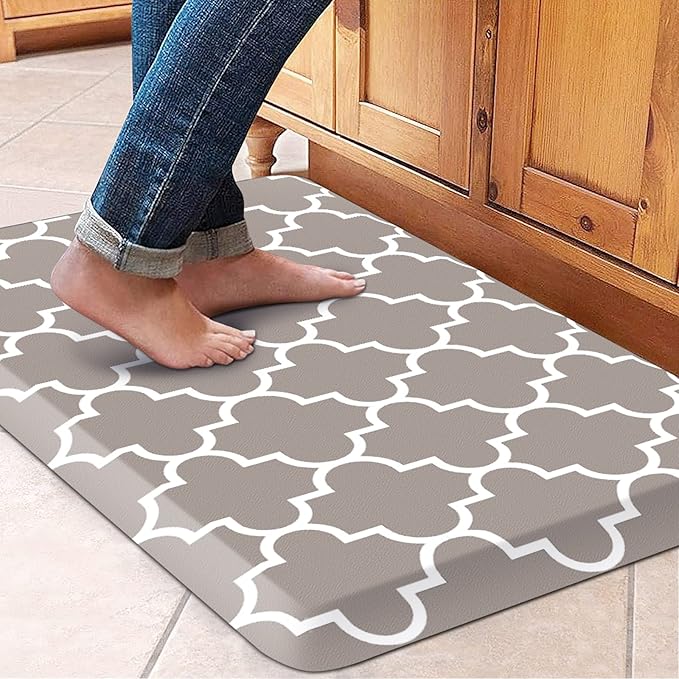 WISELIFE Kitchen Runner Rugs Anti-Fatigue mats - 4/5 Inch Non Slip Waterproof Ergonomic Comfort Mat for Kitchen, Floor Home, Office, Sink, Laundry (17.3"x 28",Khaki)