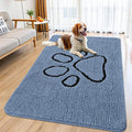Smiry Dog Door Mat for Muddy Paws, Absorbent Dirt Trapper Non Slip Quick Dry Washable Chenille Mat for Mud Dogs, Entry Rug for Indoor and Outdoor (59x35 Inches, Airy Blue and Black)
