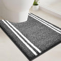 PURRUGS Bathroom Rug Non-Slip Machine Washable 20" x 24" U-Shaped, Super Absorbent and Quick Dry Shaggy Microfiber Bath Mat, Extra Soft and Plush Contour Rug for Toilet Base, Charcoal