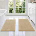 Smiry Bathroom Rugs Sets 2 Piece, Soft Absorbent Chenille Machine Washable Non Slip Shaggy Bath Rug Set for Tub, Shower, and Floor (34x21+30x20, Beige)
