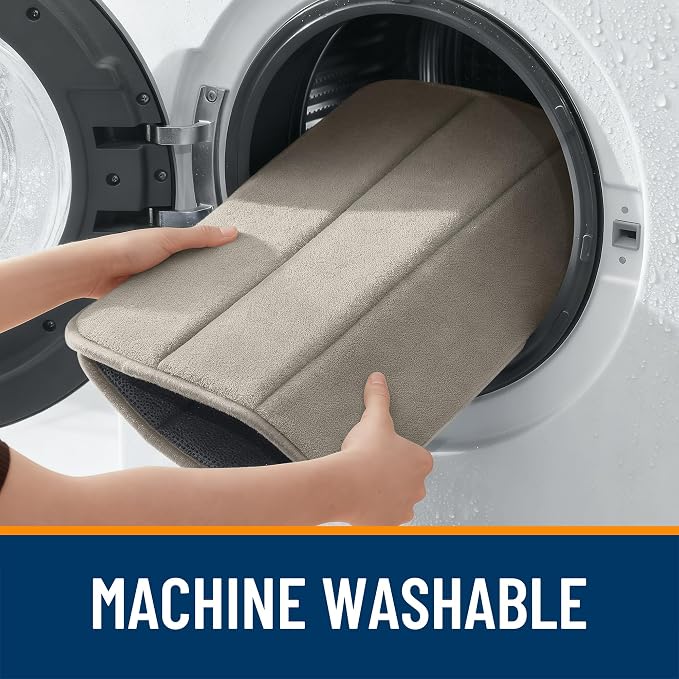 OLANLY Memory Foam Long Bathroom Rugs Runner 47x20, Super Soft Absorbent Bath Mat, Quick Dry, Machine Washable Shower Floor Rugs, Bathmat Carpet, Bathroom Home Decor Accessories, Warm Taupe
