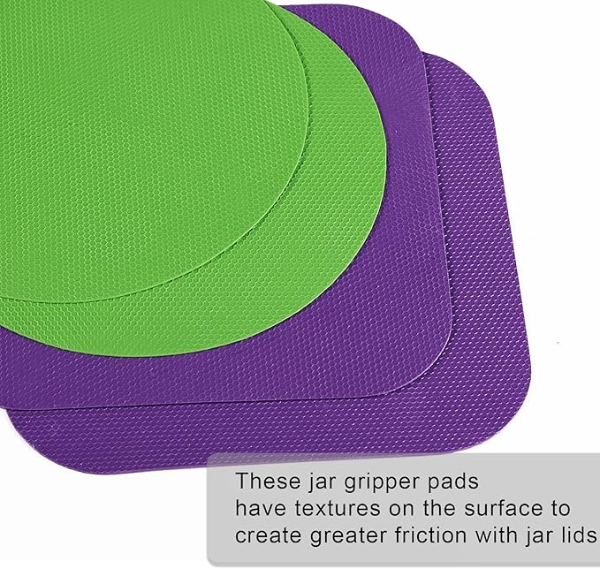 LUTER 4pcs Jar Opener, Rubber, Multi-function Silicone Bottle Opener for Seniors with Weak Hands Lid Cap Gripper Pads Kitchen Coasters Gadgets(Green, Purple)