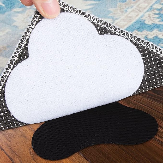 Large Size Grippers, Non Slip Washable Rug Tape Grip Carpet Corner, Hook and Loop Pads Non Curl Reusable Stoppers Keep Your Area Rug Flat on Hardwood Floors and Tiles (32)