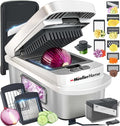 MUELLER HOME Pro-Series 10-in-1, 8 Blade Stainless Steel Multi Vegetable Chopper And Mandoline Slicer, Kitchen Accessories and Essentials, Food and Veggie Chopper, Mincer, Dicer, White Sand/Grey