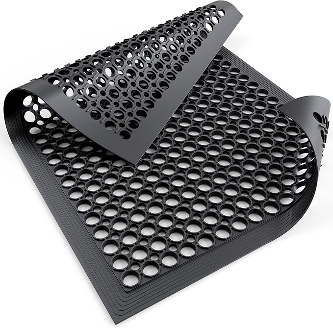 Lifetime Supplies 36" x 24" Commercial Rubber Floor Mat | Safety Water Drainage | Non Slip Anti Fatigue Mat for Restaurant, Kitchen, Indoors, Outdoors and Entryway
