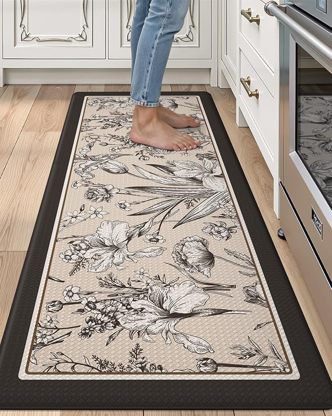 LUMI Anti Fatigue Kitchen Cushioned Mat for Floor, Padded Waterproof Runner for Standing, Stain Resistant Comfort Rugs for Home, Sink, Laundry, 24x59