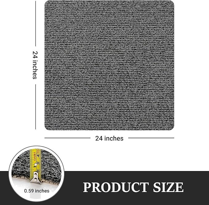 Shower Mat Bathtub Mat Non-Slip,24x24 inch, Soft Tub Mat with Drain,PVC Loofah Bath (Phthalate Free) for Tub and Bathroom,Quick Drying, Black