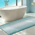 BSICPRO Chenille Bathroom Rugs, 21 x 60 Inches Non Slip Absorbent Bath Mat, Soft Shaggy Shower Bath Floor Mats for Bathroom, Machine Washable(Aqua Green)