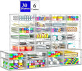 ARSTPEOE 30 Drawers, Acrylic Desk Makeup Organizer, Plastic Drawers Organizer, Stackable Storage Solution for Makeup, Dresser, Office, Bathroom Clear Plastic Craft and Bead Storage Cabinet